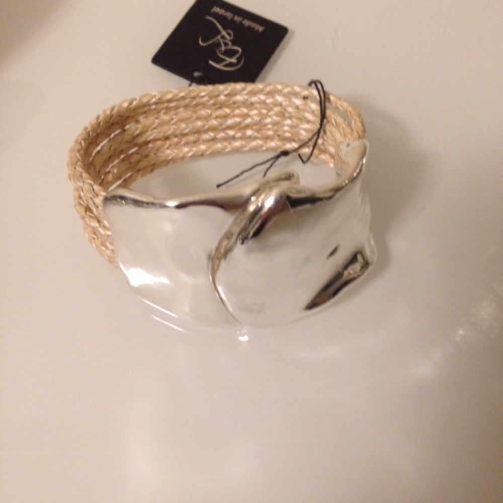 E & L sterling silver magnetic bracelet multi leather strap